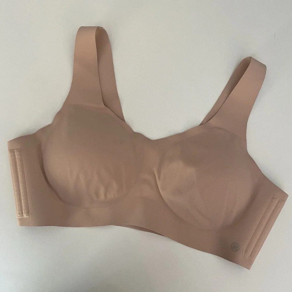 HONEYLOVE Size 1X Light Beige Full Figure Removable Cups Wireless‎ Pullover Bra